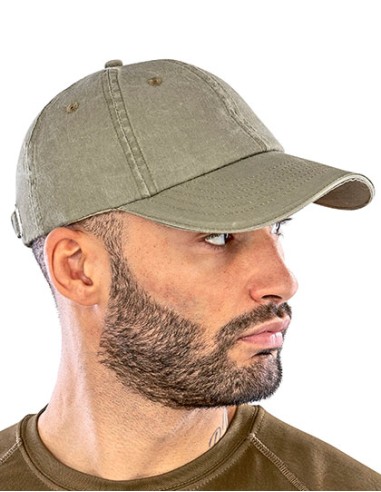R-RC054X-Washed Fine Line Cotton Cap With Sandwich Peak